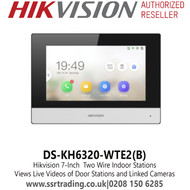 Hikvision Touch Screen Two Wire Indoor Stations, 7-inch Capacitive Touch-Screen, Wi-Fi - DS-KH6320-WTE2(B)