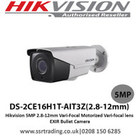  Hikvision 5MP 2.8-12mm Vari-Focal Motorized Vari-focal lens  EXIR Bullet Camera - DS-2CE16H1T-AIT3Z