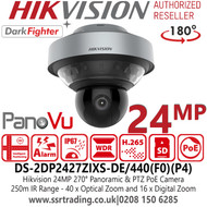 24MP HIkvision 270° Panoramic & PTZ PoE Camera with 40x Optical Zoom and 16x Digital Zoom, Expansive Night View with up to 250m IR Distance - DS-2DP2427ZIXS-DE/440(F0)(P4) 