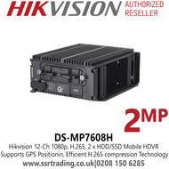 Hikvision DS-MP7608H 12Ch 1080p, H.265, 2 x HDD/SSD Mobile HDVR 