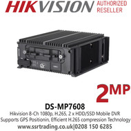 Hikvision DS-MP7608 8 Channel 2MP H.265, 2 x HDD/SSD Mobile DVR, Supports GPS Positioning, Efficient H.265 Compression Technology 