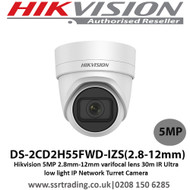  Hikvision 5MP 2.8mm-12mm varifocal lens 30m IR Ultra low light IP Network Turret Camera  -  DS-2CD2H55FWD-IZS