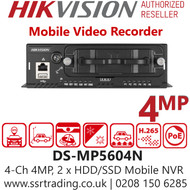 HIkvisoin 4 Ch 4MP, H.265, 2 x HDD/SSD Mobile NVR - DS-MP5604N