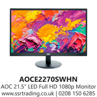 E2270SWHN AoC LED 1920 x 1080 Pixels Monitor with HDMI/VGA Port, Full HD, Wall Mountable, Black, HDMI Port