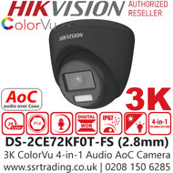3K Hikvision ColorVu Turret 4-IN-1 Camera with Audio - DS-2CE72KF0T-FS(2.8MM)/BLACK