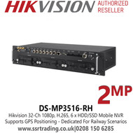 DS-MP3516-RH Hikvision 32 Ch 1080p, H.265, 6 x HDD/SSD Mobile NVR, Supports GPS Positioning,  Dedicated For Railway Scenarios 