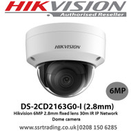 Hikvision  6MP 2.8mm fixed lens 30m IR IP Network Dome camera - DS-2CD2163G0-I