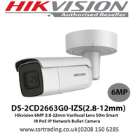 Hikvision DS-2CD2663G0-IZS 6MP 2.8-12mm Varifocal Lens 50m Smart  IR PoE IP Network Bullet Camera-