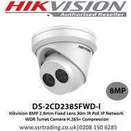  Hikvision  8MP 2.8mm Fixed Lens 30m IR H.265+ Compression  PoE IP Network WDR Turret Camera - DS-2CD2385FWD-I