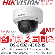 Hikvision 4MP AcuSense Dome PoE Camera - DS-2CD2143G2-IS(2.8mm) 