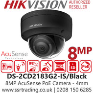 Hikvision DS-2CD2183G2-IS/Black (4mm) 8MP AcuSense Vandal WDR Fixed Dome IP PoE Camera in Black Color