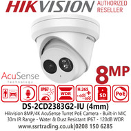 Hikvision 8MP/4K AcuSense Turret IP PoE Camera with Built-in Microphone - DS-2CD2383G2-IU(4mm)