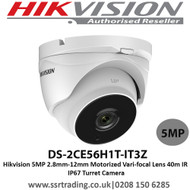 Hikvision 5MP 2.8mm-12mm Motorized Vari-focal Lens 40m IR IP67 Turret Camera - DS-2CE56H1T-IT3Z