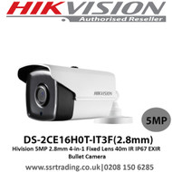  Hivision 5MP 2.8mm 4-in-1 Fixed Lens 40m IR IP67 EXIR Bullet Camera -  DS-2CE16H0T-IT3F