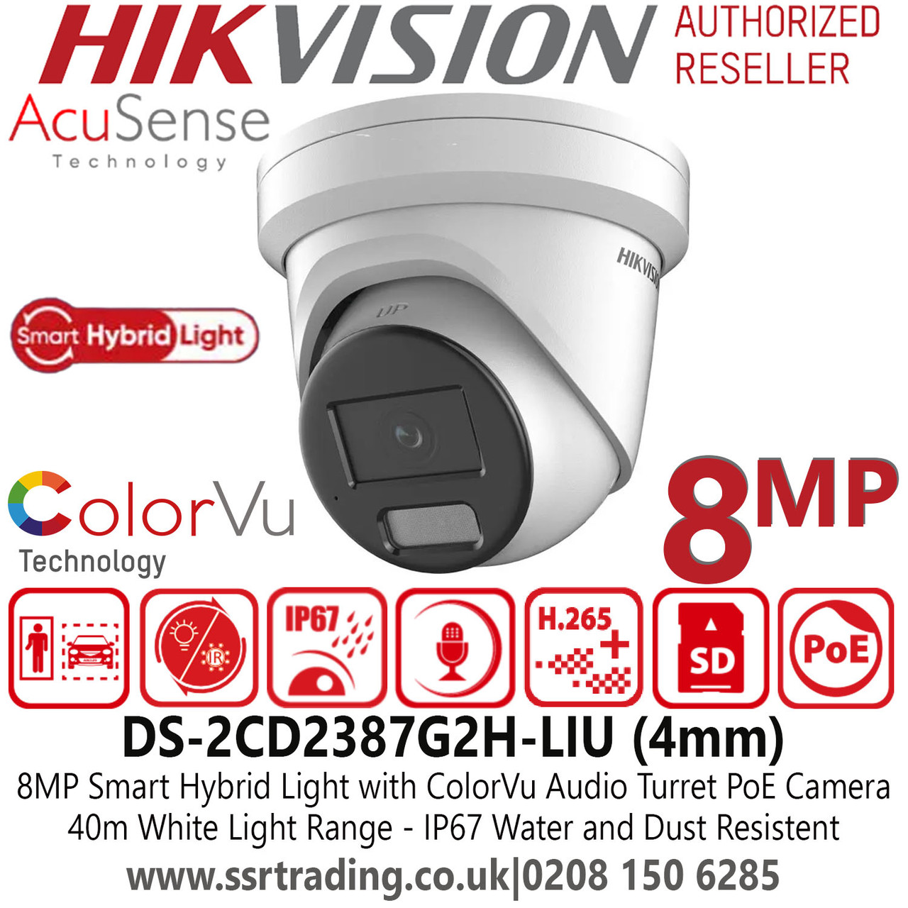 Hikvision DS-2CD2387G2H-LISU/SL(4MM)(EF) 8MP Hybrid Colorvu Turret Hikvision DS-2CD2387G2H-LISU/SL(4MM)(EF) 8MP Hybrid Colorvu Turret