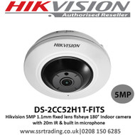  Hikvision  5MP 1.1mm fixed lens  with 20m IR & built in microphone fisheye 180° Indoor camera - DS-2CC52H1T-FITS