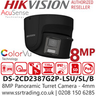Hikvision 8MP Panoramic PoE Camera - DS-2CD2387G2P-LSU/SL/Black (4mm)