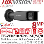 Hikvision 8MP Panoramic Bullet IP Camera - DS-2CD2T87G2P-LSU/SL/B(4mm) 