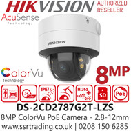 Hikvision 8MP ColorVu Motorize Varifocal Dome IP PoE Camera - DS-2CD2787G2T-LZS (2.8-12mm)