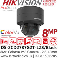 Hikvision 8MP Motorize Varifocal Dome PoE Camera - DS-2CD2787G2T-LZS/Black (2.8-12mm) 