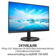 Philips 23.8" Widescreen VA WLED Black Multimedia Monitor (1920x1080/4ms/VGA/HDMI) - 241V8LA/00 