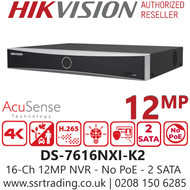 Hikvision 16 Ch 12MP AcuSense 4K 2 SATA NVR - DS-7616NXI-K2