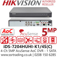 Hikvision 4 Channel 5MP AcuSense AoC DVR - iDS-7204HUHI-K1/4S(B)  