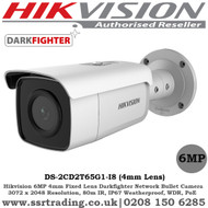 Hikvision 6MP 4mm fixed lens 80m IR Darkfighter IP67 WDR IP Network Bullet Camera - (DS-2CD2T65G1-I8)