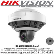  Hikvision 8MP 5mm Fixed Lens IP66 WDR Ultra-low illumination PanoVu series 8MP 180°Panoramic+PTZ Camera - (DS-2DP0818Z-D)