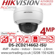 DS-2CD2146G2-ISU (2.8mm) Hikvision 4MP AcuSense Indoor PoE IP Dome Camera 