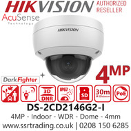 Hikvision 4MP AcuSense Darkfighter IP PoE Vandal Dome Camera - DS-2CD2146G2-I (4mm) 