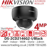Hikvision  4MP AcuSense IP PoE Vandal Dome Camera - DS-2CD2146G2-I/Black (2.8mm) 