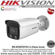 Hikvision 2MP 4mm Fixed Lens 30m IR ColorVu EASYIP 4.0 IP67 Built-in micro SD/SDHC/SDXC slot IP Network Bullet Camera - (DS-2CD2T27G1-L)