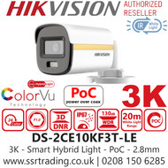 Hikvision 3K ColorVu Dual-light PoC Bullet Camera - DS-2CE10KF3T-LE (2.8mm)