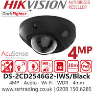 Hikvision 4MP Audio Wi-Fi Mini Dome PoE Camera - DS-2CD2546G2-IWS/Black (4mm)