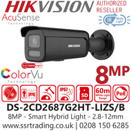 Hikvision 8MP Smart Hybrid Light PoE Camera - DS-2CD2687G2HT-LIZS/Black (2.8-12mm)