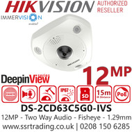 Hikvision 12MP DeepinView Immervision Fisheye PoE Camera - DS-2CD63C5G0-IVS(1.29mm)