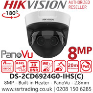 Hikvision 8MP 180° PanoVu PoE Camera - DS-2CD6924G0-IHS(C) (2.8mm)