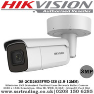 Hikvision  3MP 2.8-12mm Motorised Varifocal Lens 50m IR Ultra Low Light IP67 WDR Network Bullet Camera - DS-2CD2635FWD-IZS