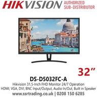 Hikvision 31.5-inch FHD Monitor, Built-in Speaker - DS-D5032FC-A