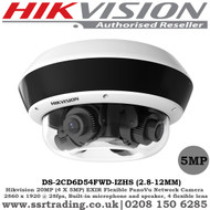  Hikvision 20MP (4 X 5MP) 2.8-12mm Varifocal Lens 360 Degree EXIR Flexible PanoVu Network Camera - 4 flexible lens, 10 m to 30 m IR range, IP67, IK10 -  (DS-2CD6D54FWD-IZHS)