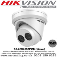 Hikvision 5MP 6mm Fixed Lens 30m IR IP67 WDR 3D DNR, Support on-board storage, up to 128 GB Network  Turret Camera - (DS-2CD2355FWD-I)