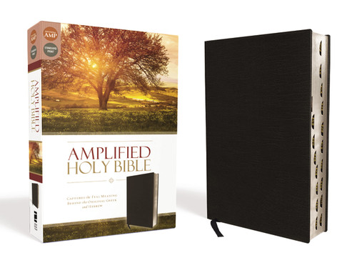 Amplified Holy Bible Bonded Leather Black Thumb Indexed