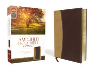 Amplified Holy Bible Compact Leathersoft Tan/Burgundy