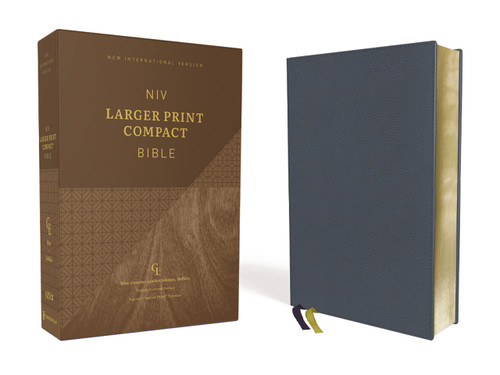 NIV Larger Print Compact Bible Genuine Leather Buffalo Blue