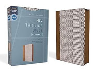 NIV Thinline Bible Compact Leathersoft Brown/White Zippered Red
