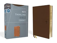 NIV Thinline Bible Compact Leathersoft Brown Red Letter Comfort