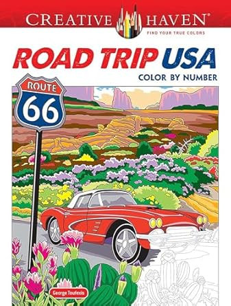 Creative Haven Road Trip USA Color by Number Creative Haven Road Trip USA Color by Number