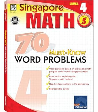 Singapore Math  70 Must-Know Word Problems Workbook for 5th