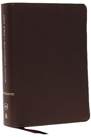 Interleaved Bible Journal Edition Genuine Leather Brown Red